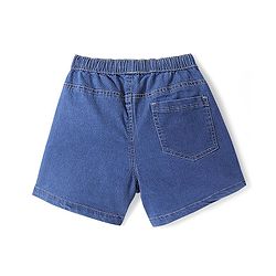 Pine Kids Cotton Knit Mid Thigh  Shorts Solid Colour - Medium  Blue