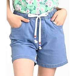 Pine Kids Cotton Woven Mid Thigh Length  Shorts Solid Colour - Light Blue