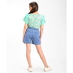 Pine Kids Cotton Woven Mid Thigh Length  Shorts Solid Colour - Light Blue