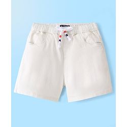 Pine Kids Cotton Woven Mid Thigh Length  Shorts Solid Colour - White