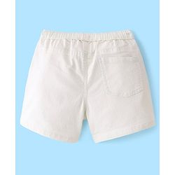 Pine Kids Cotton Woven Mid Thigh Length  Shorts Solid Colour - White
