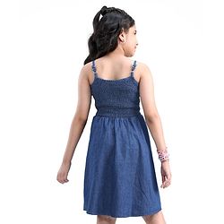 Pine Kids 100% Cotton Woven Sleeveless Singlet Solid Colour Frock -Blue