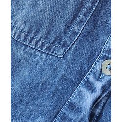Pine Kids 100% Cotton Woven Denim Full Sleeves Shirt Dress Solid Colour - Blue