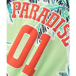 Pine Kids Cotton Sleeveless Tank T-Shirt Tropical Print - Paradise Green
