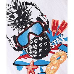 Pine Kids Cotton Sleeveless Tank T-Shirt Pineapple Print - Snow White