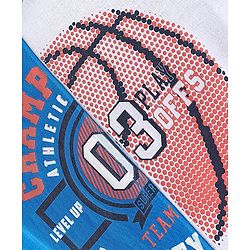 Pine Kids 100% Cotton Knit Sleeveless T-Shirt Busket Ball Print - Blue & White