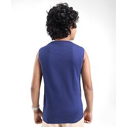 Pine Kids Cotton Sleeveless T-Shirt Tropical Theme Print - Blue Depths