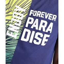 Pine Kids Cotton Sleeveless T-Shirt Tropical Theme Print - Blue Depths