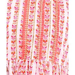 Pine Kids 100% Cotton Woven Half Sleeves Kurta & Laheriya Print Palazzo Set With Dupatta - Off White & Orange