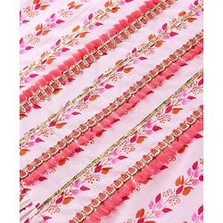 Pine Kids 100% Cotton Woven Half Sleeves Kurta & Laheriya Print Palazzo Set With Dupatta - Off White & Orange