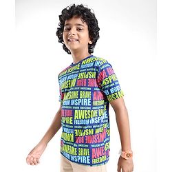 Pine Kids Cotton Half Sleeves T-Shirt Text Print - Limoges