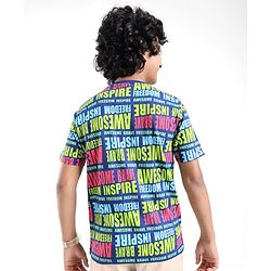 Pine Kids Cotton Half Sleeves T-Shirt Text Print - Limoges