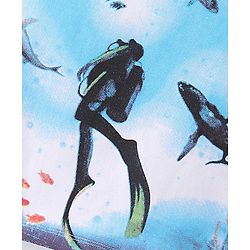 Pine Kids Cotton Knit Sleeveless T-Shirts Scuba Diving Theme Print - Snow White