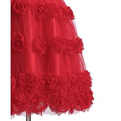 Pine Kids Sleeveless Party Frock With Floral Applique & Sequins Detailing - Red
