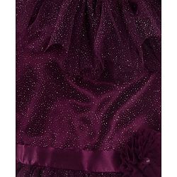 Pine Kids Sleeveless Party Frock With Glitter Detailing & Floral Applique - Purple