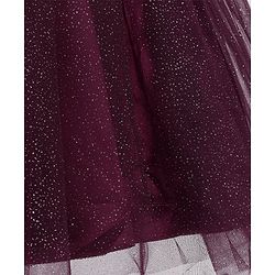 Pine Kids Sleeveless Party Frock With Glitter Detailing & Floral Applique - Purple