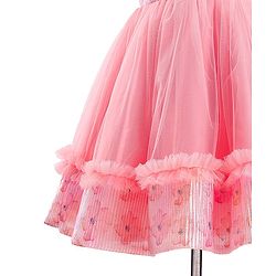Pine Kids Woven Sleeveless Party Frock with Floral Print & Frill Design - Peach