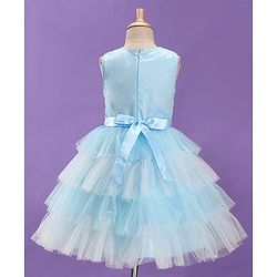 Pine Kids Sleeveless Party Frock with Sequin Detailing - Sky Blue