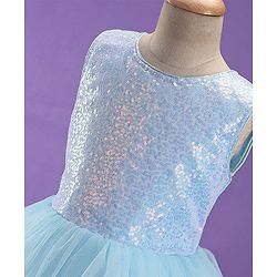 Pine Kids Sleeveless Party Frock with Sequin Detailing - Sky Blue