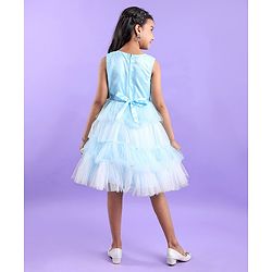 Pine Kids Sleeveless Party Frock with Sequin Detailing - Sky Blue