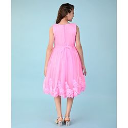 Pine Kids Sleeveless Sequins & 3D Floral Applique Detailing Party Gown - Pink