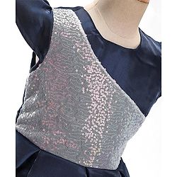 Pine Kids Half Sleeves  Party Frock with Sequin Detailing - Navy Blue