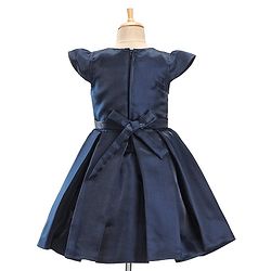 Pine Kids Half Sleeves  Party Frock with Sequin Detailing - Navy Blue