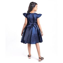 Pine Kids Half Sleeves  Party Frock with Sequin Detailing - Navy Blue