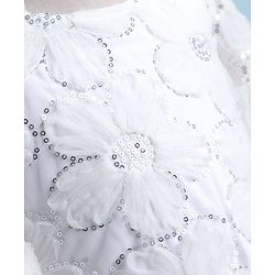 Pine Kids Half Sleeves Party Frock With Sequins Detailing - White