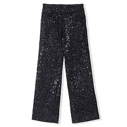Pine Kids Sleeveless Top & Palazzo Set with Sequins Detailing - Black