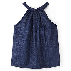 Pine Kids Woven Sleeveless Top & Palazzo Set With Shimmer - Navy Blue