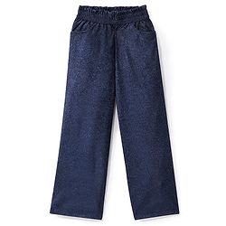 Pine Kids Woven Sleeveless Top & Palazzo Set With Shimmer - Navy Blue
