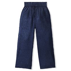 Pine Kids Woven Sleeveless Top & Palazzo Set With Shimmer - Navy Blue