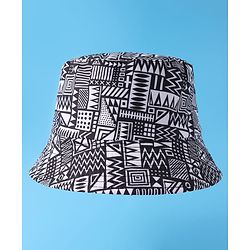 Pine Kids Bucket Hat with African Print - Black