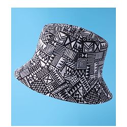 Pine Kids Bucket Hat with African Print - Black