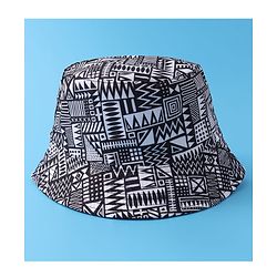 Pine Kids Bucket Hat with African Print - Black