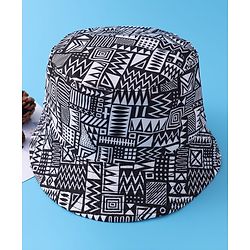Pine Kids Bucket Hat with African Print - Black