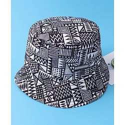 Pine Kids Bucket Hat with African Print - Black