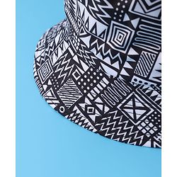 Pine Kids Bucket Hat with African Print - Black