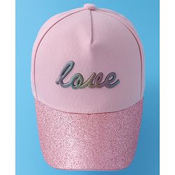 Pine Kids Baseball Cap with Text Print - Pink