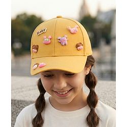 Pine Kids Baseball Cap with Animal Applique - Yellow