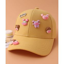 Pine Kids Baseball Cap with Animal Applique - Yellow