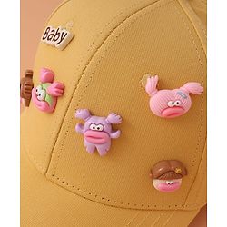 Pine Kids Baseball Cap with Animal Applique - Yellow