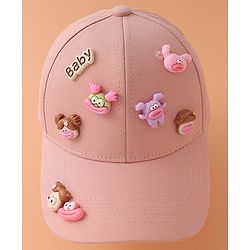 Pine Kids Baseball Cap with Animal Applique - Pink
