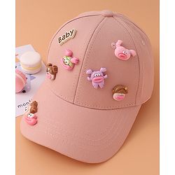 Pine Kids Baseball Cap with Animal Applique - Pink