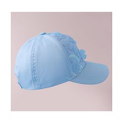 Pine Kids Baseball Cap with Floral & Sequined Detailing - Blue
