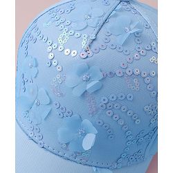Pine Kids Baseball Cap with Floral & Sequined Detailing - Blue