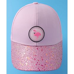 Pine Kids Baseball Shimmered Cap with Flamingo Applique - Pink