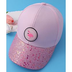 Pine Kids Baseball Shimmered Cap with Flamingo Applique - Pink