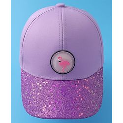 Pine Kids Baseball Shimmered Cap with Flamingo Applique - Purple